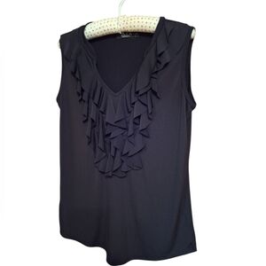 JKLA Sleeveless Ruffled Front Layering Top Black Small Ladies Gothic Core Boho
